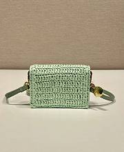 Prada Mini Green Raffia Chain Wallet - 11.5x8cm - 3