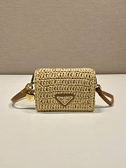 Prada Mini Natural Raffia Chain Wallet - 11.5x8cm - 1