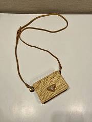 Prada Mini Natural Raffia Chain Wallet - 11.5x8cm - 4