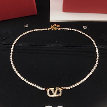 Valentino Logo Stones Necklace