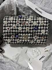 Chanel Mini Classic Embroidered Black Tweed Bag 20cm - 1