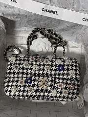 Chanel Mini Classic Embroidered Black Tweed Bag 20cm - 5