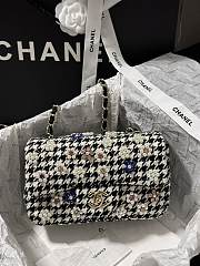 Chanel Mini Classic Embroidered Black Tweed Bag 20cm - 4