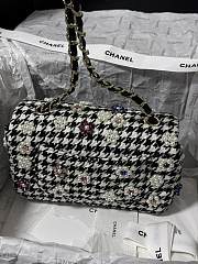 Chanel Mini Classic Embroidered Black Tweed Bag 20cm - 2