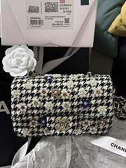 Chanel Mini Classic Embroidered Black Tweed Bag 20cm - 3