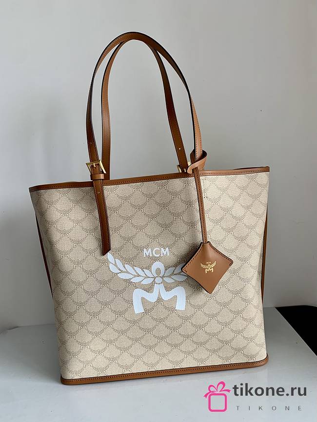 MCM Beige Himmel Shopper Bag In Lauretos - 17x35x32cm - 1