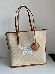 MCM Beige Himmel Shopper Bag In Lauretos - 17x35x32cm - 1