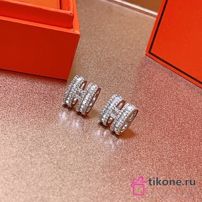 Hermes Silver Stones Earrings - 1