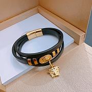 Versace Black Leather Bracelet - 5