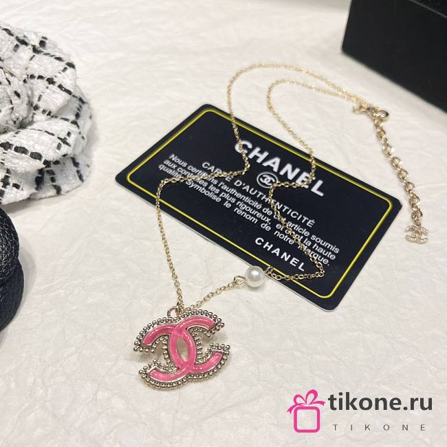 Chanel CC Pink Pendant Necklace - 1