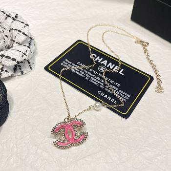 Chanel CC Pink Pendant Necklace