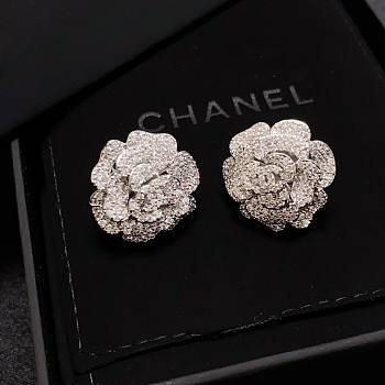 Chanel Silver Flowers Earrings