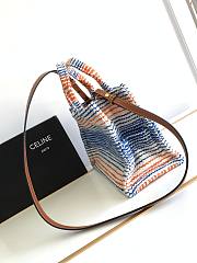 Celine Thais Cloth Tote Bag With Blue Lines - 26x19x13cm - 5