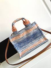 Celine Thais Cloth Tote Bag With Blue Lines - 26x19x13cm - 4