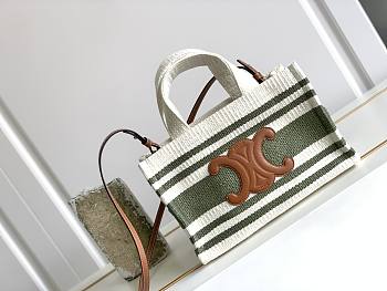 Celine Small Cabas Thai In Green Canvas - 29x16x13cm