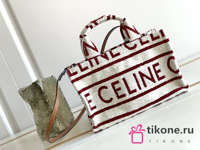 Celine Small Cabas Thai In Red Lines - 29x16x13cm - 1