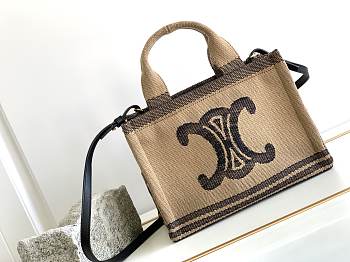 Celine Small Cabas Thais In Textile With Triomphe & Calfskin - 29x16x13cm