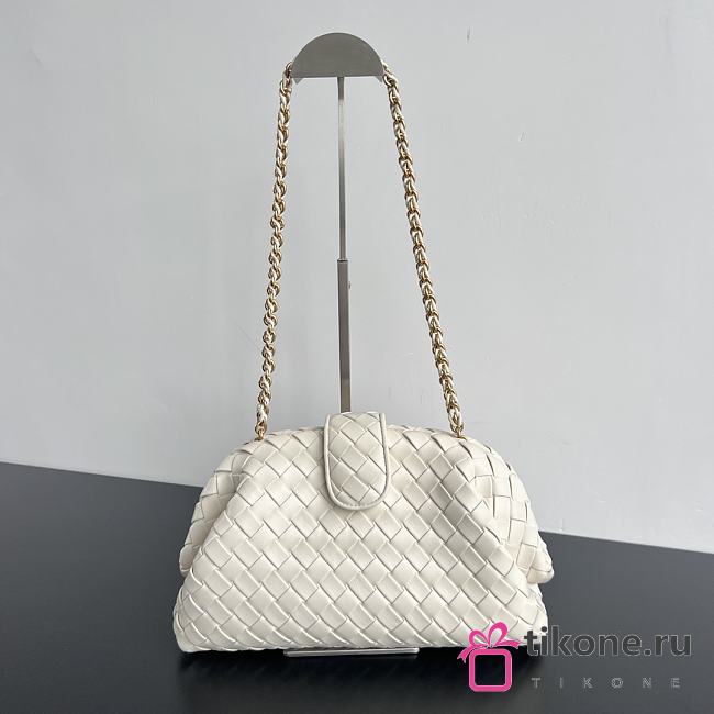 Bottega Veneta Lauren 1980 Teen White Leather Clutch - 16.5x31.5x11cm - 1