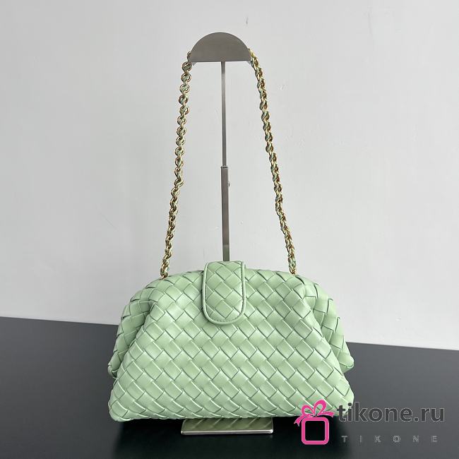 Bottega Veneta Lauren 1980 Teen Mint Leather Clutch - 16.5x31.5x11cm - 1