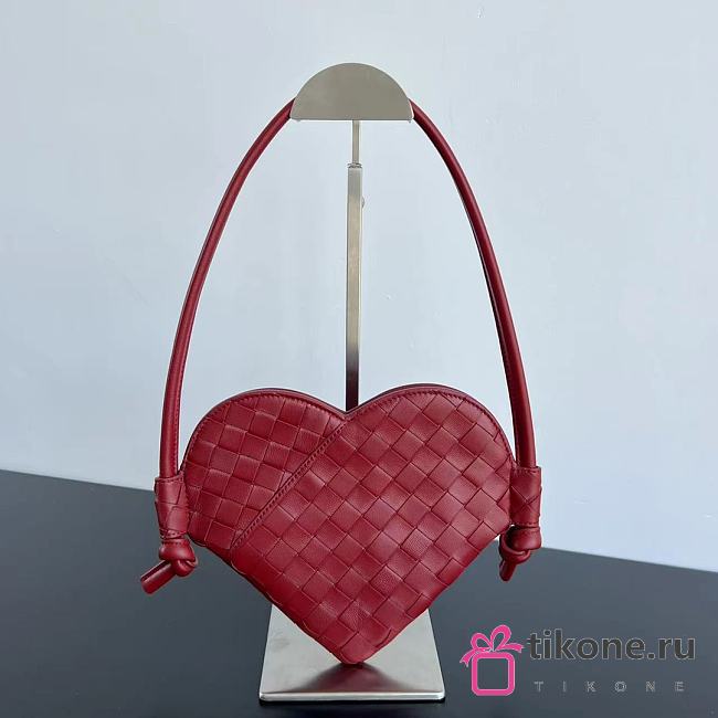 Bottega Veneta Mini Red Leather Heart Bag - 22x18x2cm - 1