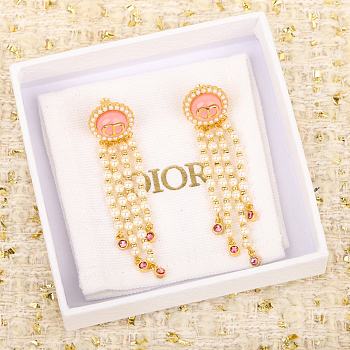 Dior Gold Long Pearl Earrings