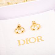 Dior Logo Gold Pearl Earrings - 1