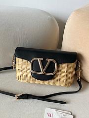 Valentino 2024 Loco Raffia Black Leather Bag - 22x9x17cm - 1