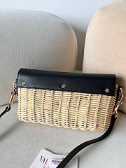 Valentino 2024 Loco Raffia Black Leather Bag - 22x9x17cm - 4