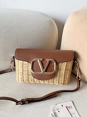 Valentino 2024 Loco Raffia Brown Leather Bag - 22x9x17cm - 1