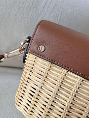 Valentino 2024 Loco Raffia Brown Leather Bag - 22x9x17cm - 5