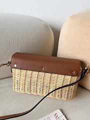 Valentino 2024 Loco Raffia Brown Leather Bag - 22x9x17cm - 3