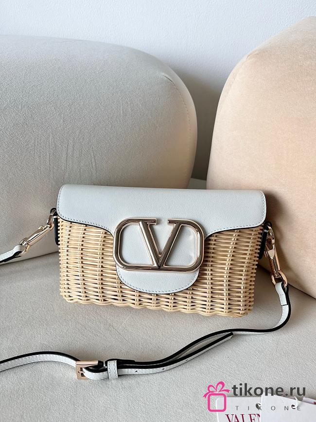 Valentino 2024 Loco Raffia White Leather Bag - 22x9x17cm - 1