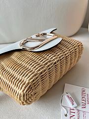 Valentino 2024 Loco Raffia White Leather Bag - 22x9x17cm - 5