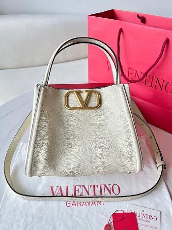 Valentino Garavani Alltime White Leather Bag - 26x21x17cm