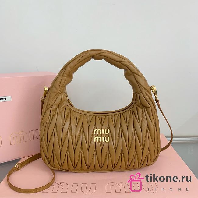 Miumiu Wander Matelassé Nappa Leather Hobo Bag Brown - 29x24x9.5cm - 1