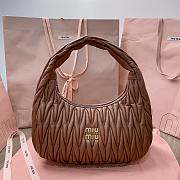 Miumiu Wander Matelassé Nappa Leather Hobo Bag Dark Brown - 29x24x9.5cm - 1