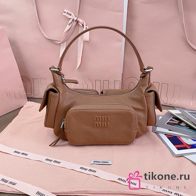 Miumiu Brown Leather Hobo Bag - 21x12x6cm - 1