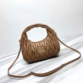 Miumiu Brown Wander Matelassé Shoulder Bag - 25x18x7cm