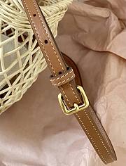 Miumiu Woven Fabric Handbag With Leather Trim Tan/Caramel - 23.5x18x9cm - 6