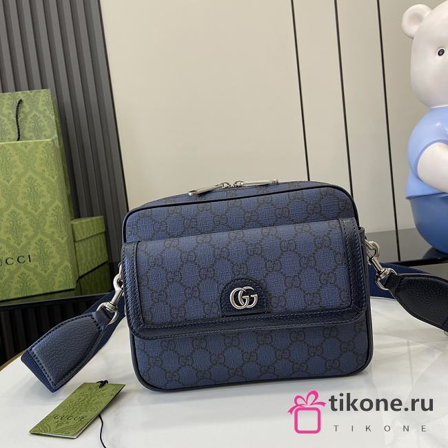 Gucci Ophidia GG Small Crossbody Bag Blue and Dark Blue Supreme Tender Canvas - 23x18.5x8cm - 1