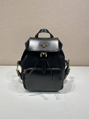 Prada Medium Re-Nylon And Brushed Leather Backpack - 25x20.5x11.5cm