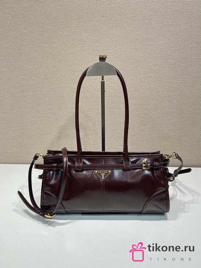 Prada Medium Leather Handbag Dark Brown - 32x15.5x12cm - 1