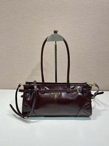 Prada Medium Leather Handbag Dark Brown - 32x15.5x12cm