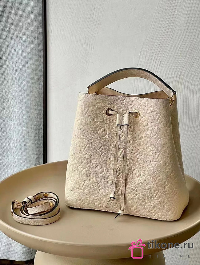 LV Néonoé MM Monogram Empreinte Leather Cream  Beige M46526 - 26x26x17.5cm - 1