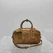 Miumiu Arcadie Padded Suede Top-Handle Bag Cocoa Brown - 22x10.5x7.5cm - 1