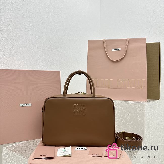 Miumiu Leather Beau Bag Brown - 34x23x10cm - 1