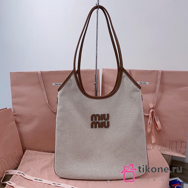 Miumiu Ivy Canvas Bag Beige - 40x35cm - 1