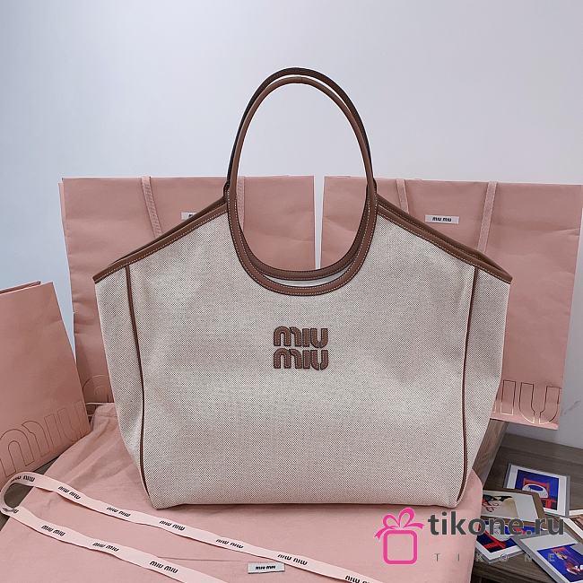 Miumiu Ivy Canvas Bag Beige - 37x36x18cm - 1