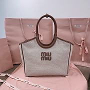 Miumiu Ivy Canvas Bag Beige - 28x26x12.5cm - 5