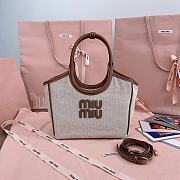 Miumiu Ivy Canvas Bag Beige - 22x14x11cm - 1